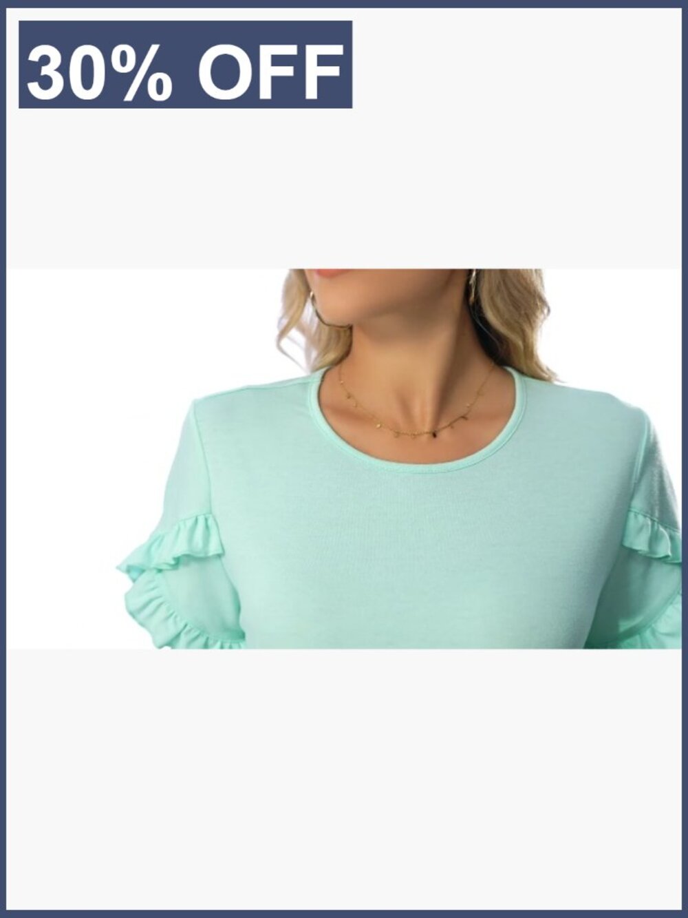 Short Sleeve Ruffle Crewneck Blouse for Work Casual - Picture 7 of 7